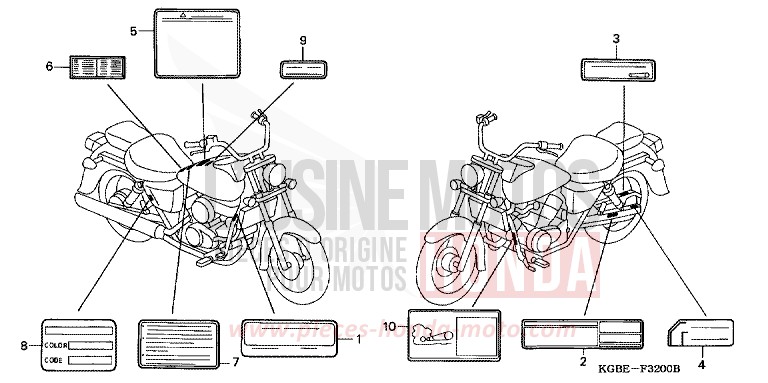 ETIQUETTE DE PRECAUTIONS de Shadow VT125C NOIR (NH1) de 2001